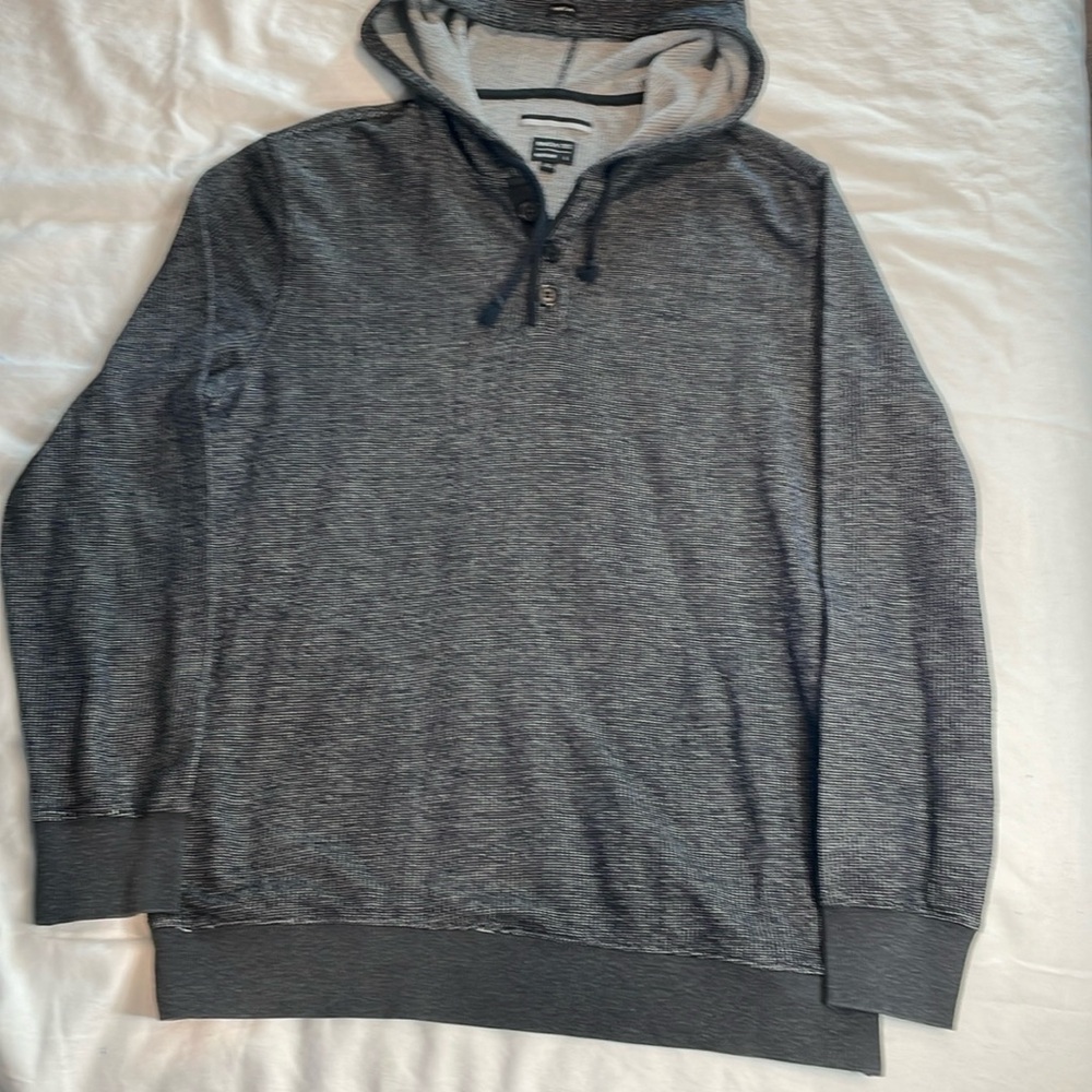RVCA Men’s 3-Button Knit Henley Hoodie Grey Size Large
